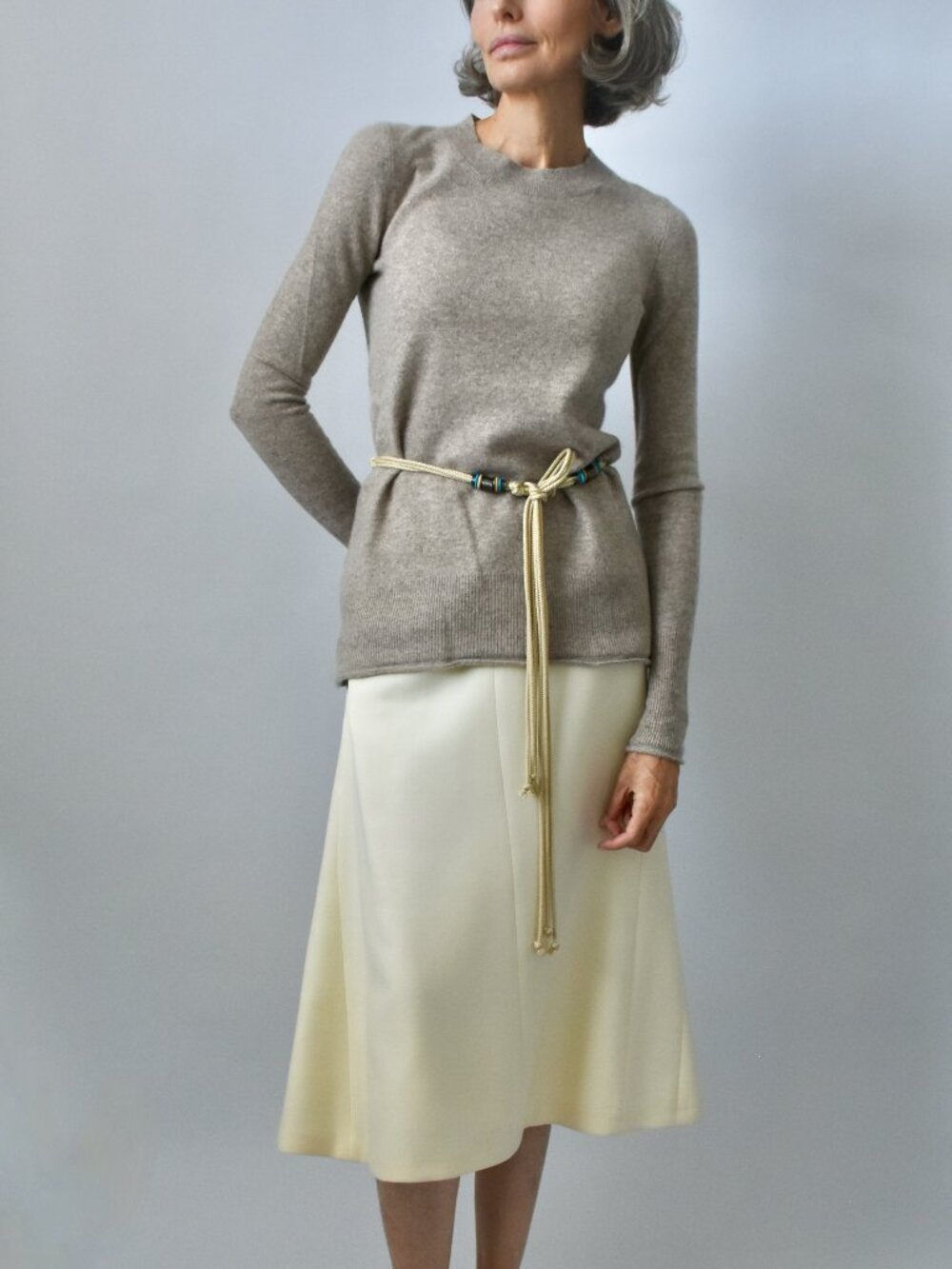 100% Cashmere AQUA crewneck sweater Taupe Size XS